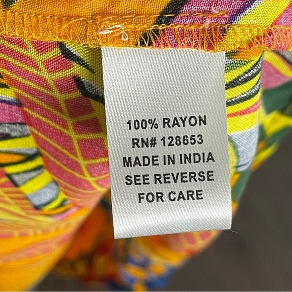 Zoey & Leelo Orange Tropical Maxi Dress Size Small Floral Empire Waist Summer - Picture 4 of 5